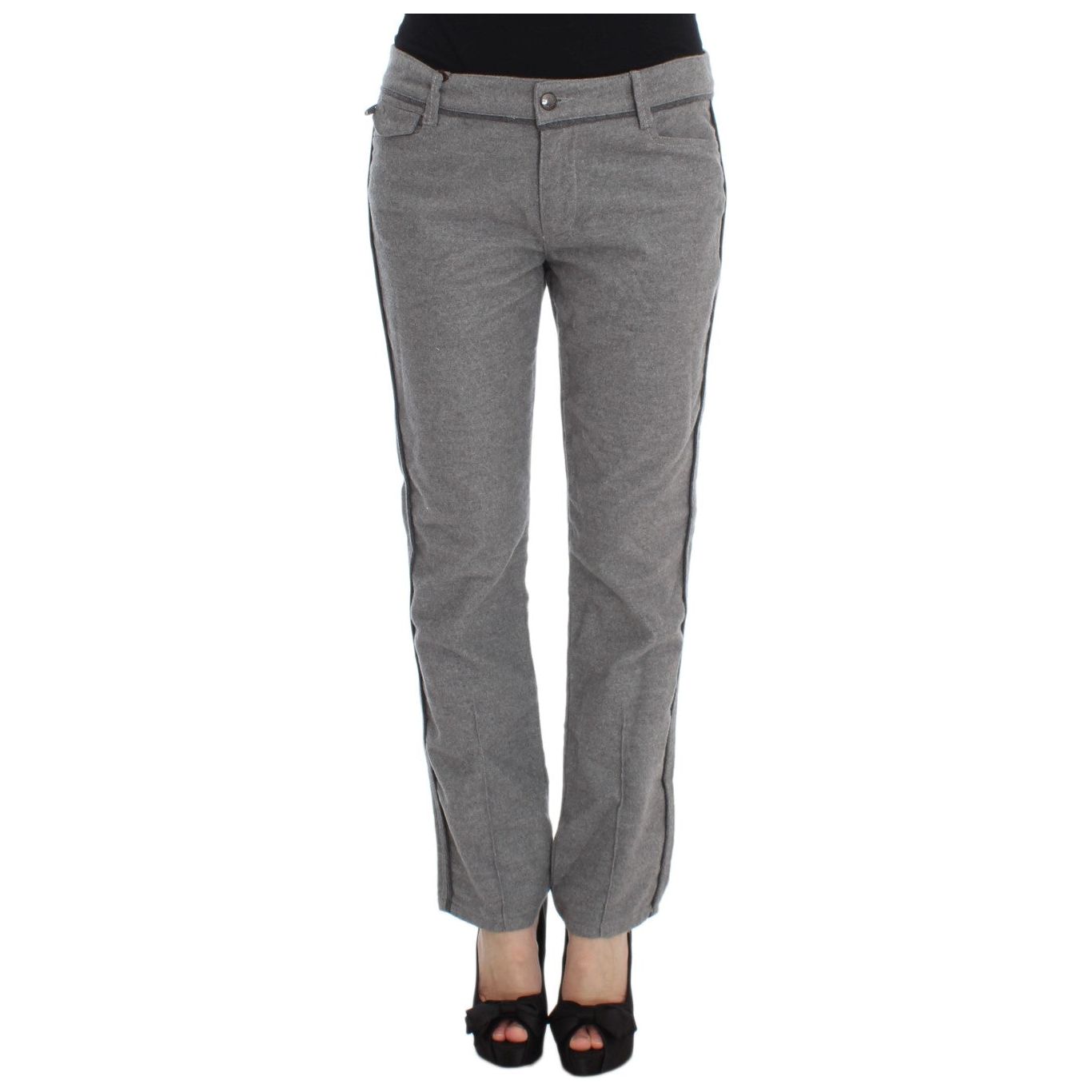 Ermanno Scervino Chic Gray Casual Cotton Pants gray-cotton-straight-fit-casual-pants 330370-gray-cotton-straight-fit-casual-pants.jpg
