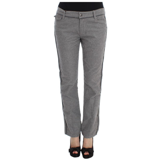 Ermanno Scervino Chic Gray Casual Cotton Pants gray-cotton-straight-fit-casual-pants
