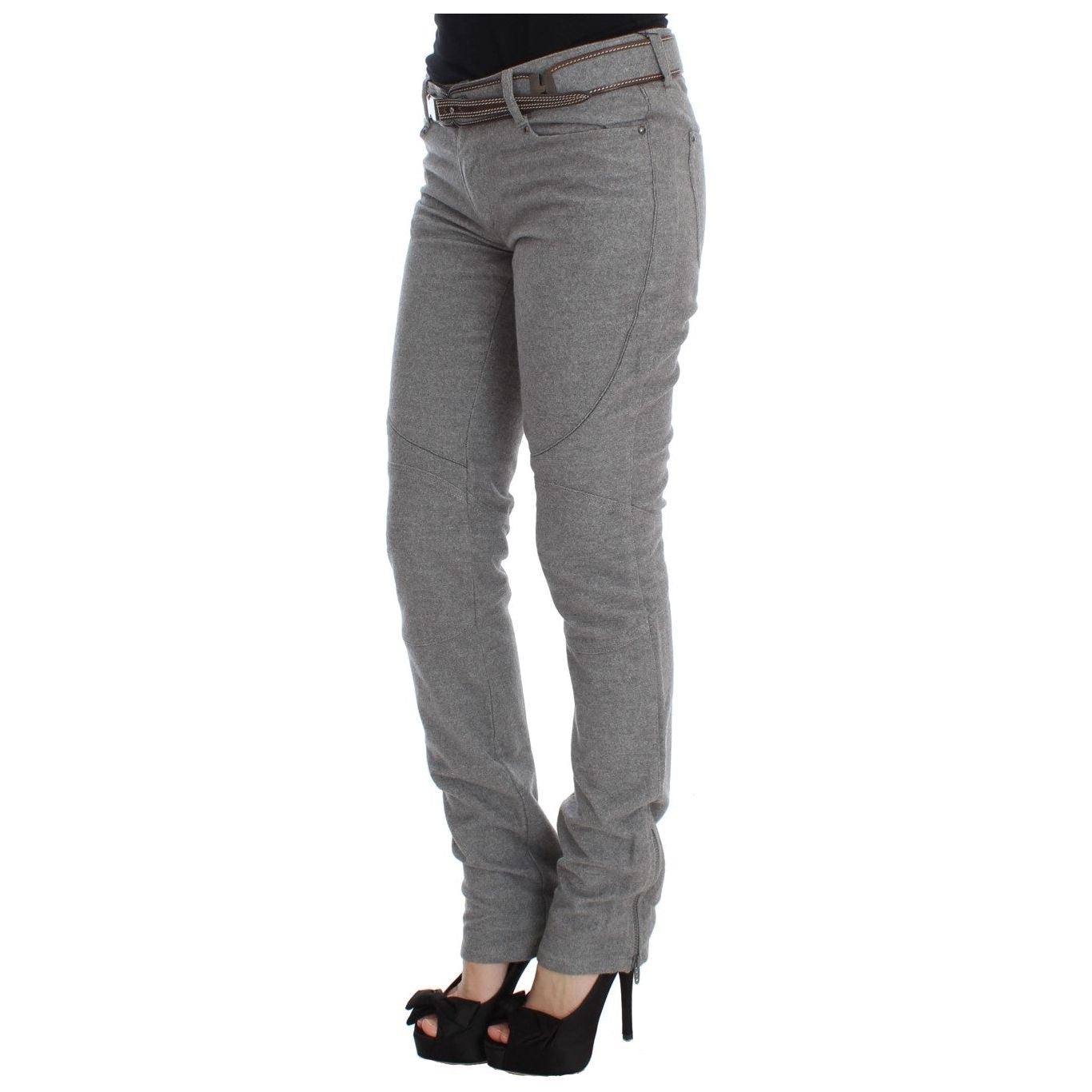 Ermanno Scervino Chic Gray Casual Cotton Pants gray-cotton-slim-fit-casual-bootcut-pants 330385-gray-cotton-slim-fit-casual-bootcut-pants-1.jpg