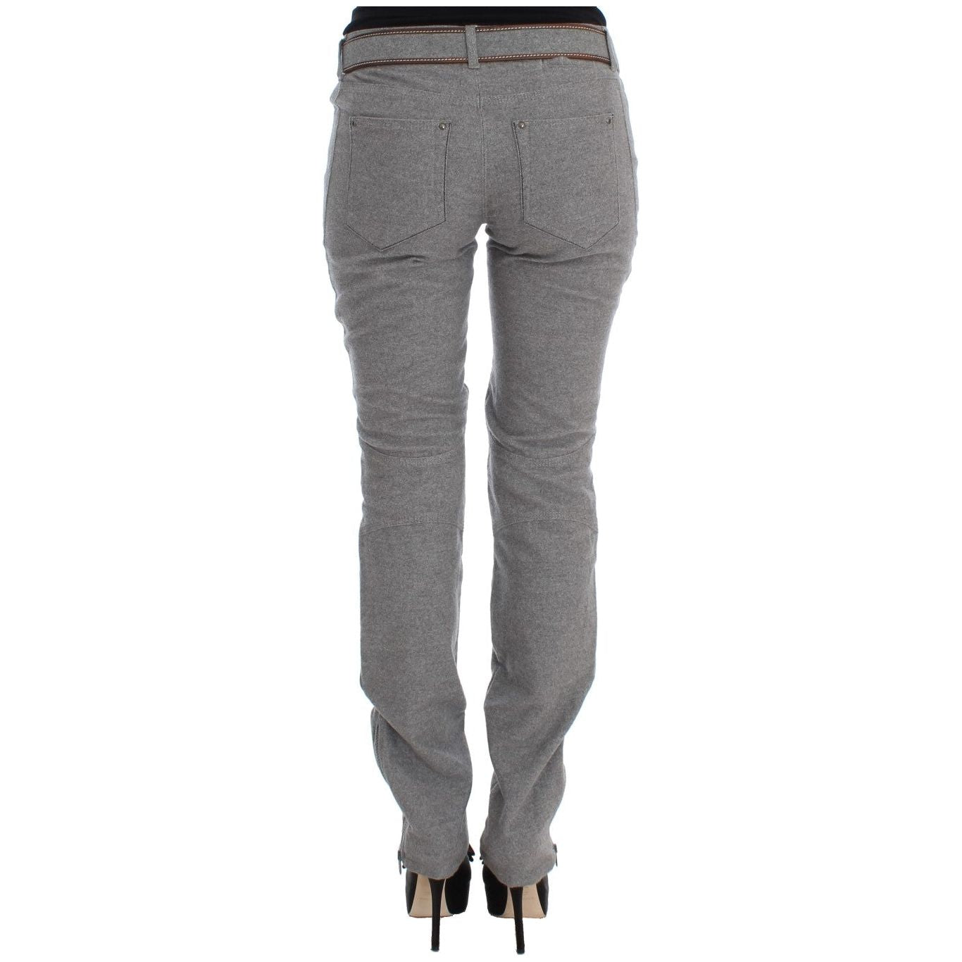 Ermanno Scervino Chic Gray Casual Cotton Pants gray-cotton-slim-fit-casual-bootcut-pants 330385-gray-cotton-slim-fit-casual-bootcut-pants-2.jpg