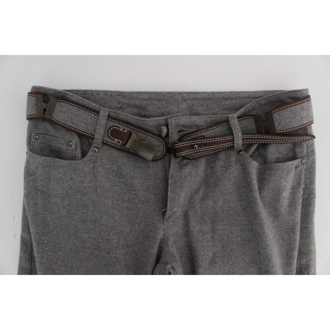 Ermanno Scervino Chic Gray Casual Cotton Pants gray-cotton-slim-fit-casual-bootcut-pants 330385-gray-cotton-slim-fit-casual-bootcut-pants-4.jpg