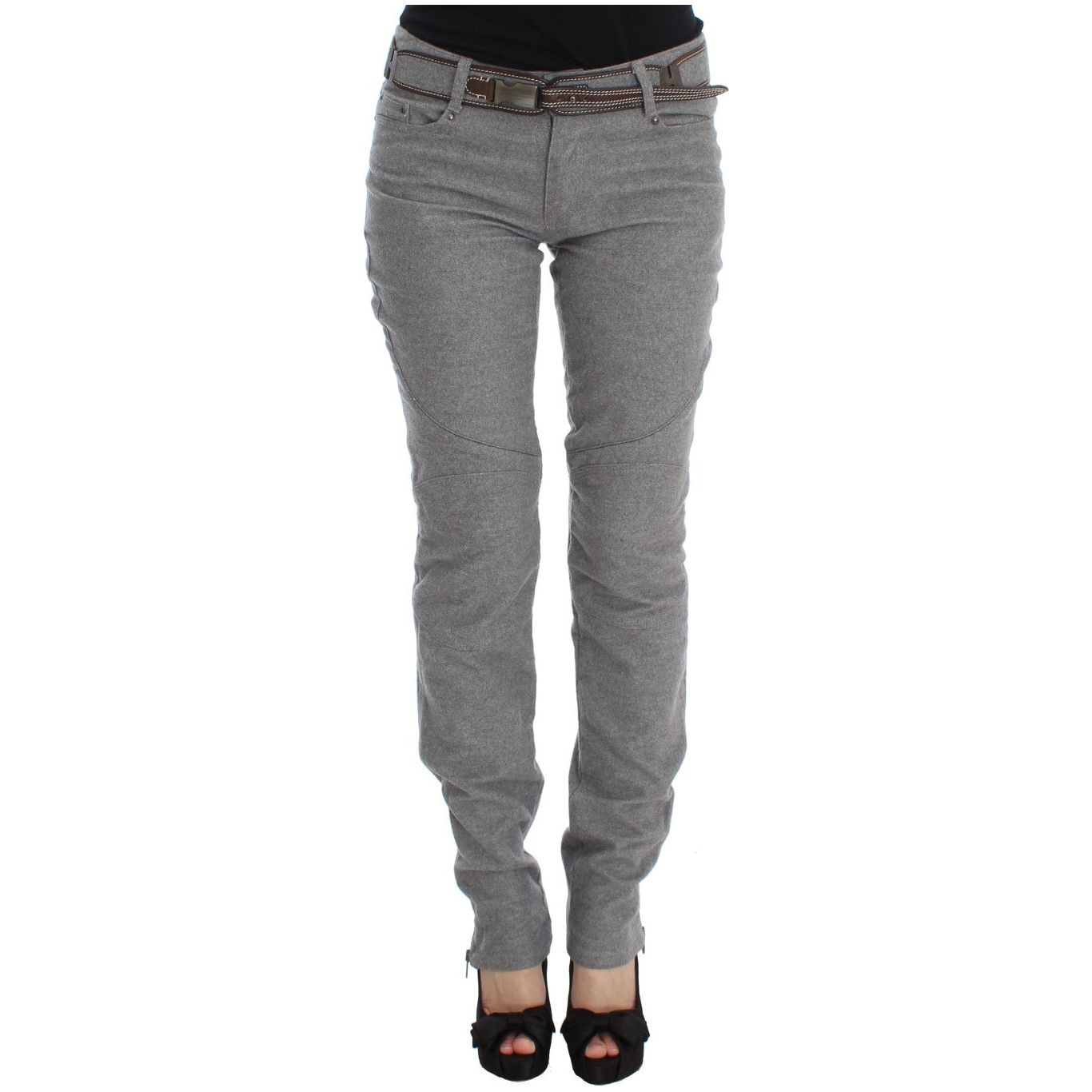 Ermanno Scervino Chic Gray Casual Cotton Pants gray-cotton-slim-fit-casual-bootcut-pants 330385-gray-cotton-slim-fit-casual-bootcut-pants.jpg