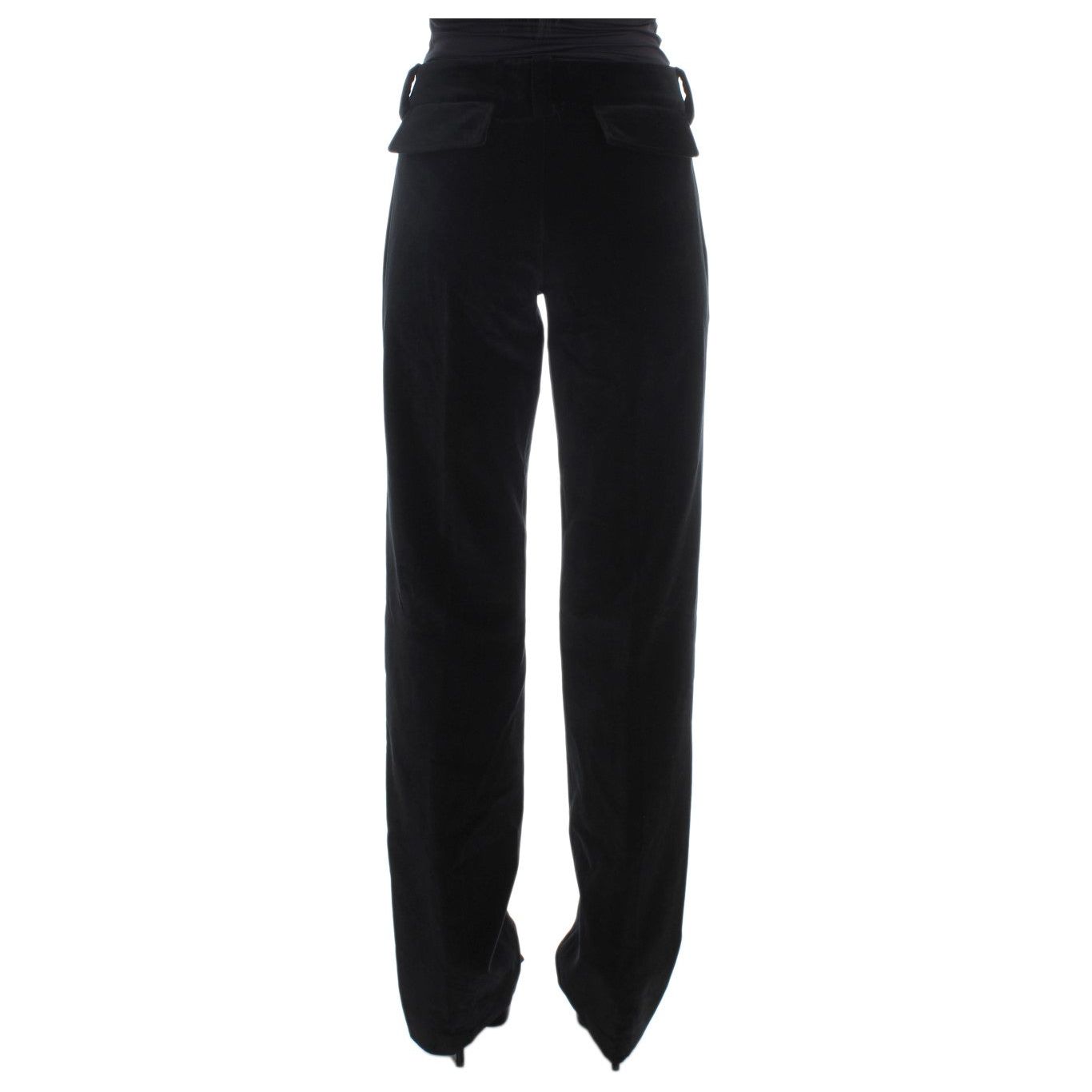 Ermanno Scervino Elegant Black Straight Fit Jeans Jeans & Pants black-velvet-cotton-straight-legs-pants-1