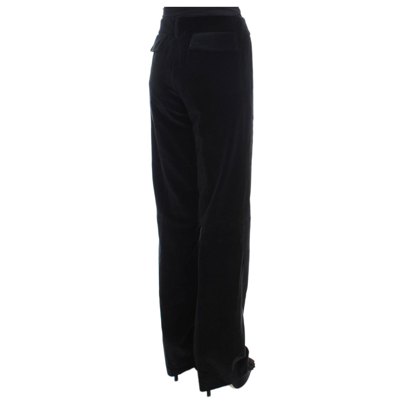 Ermanno Scervino Elegant Black Straight Fit Jeans Jeans & Pants black-velvet-cotton-straight-legs-pants-1