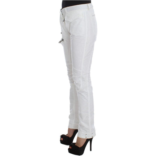 Ermanno Scervino Chic White Nylon Cargo Pants by Italian Designer white-nylon-padded-slim-fit-cargo-pants 330678-white-nylon-padded-slim-fit-cargo-pants-1.jpg