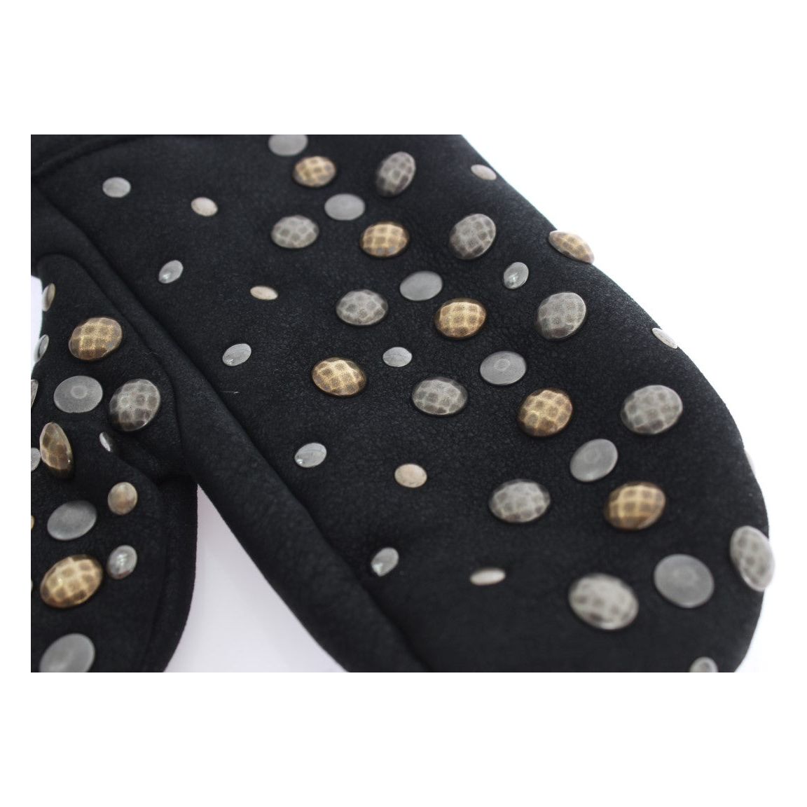 Dolce & Gabbana Elegant Studded Gray Wool Gloves gray-wool-shearling-studded-gloves