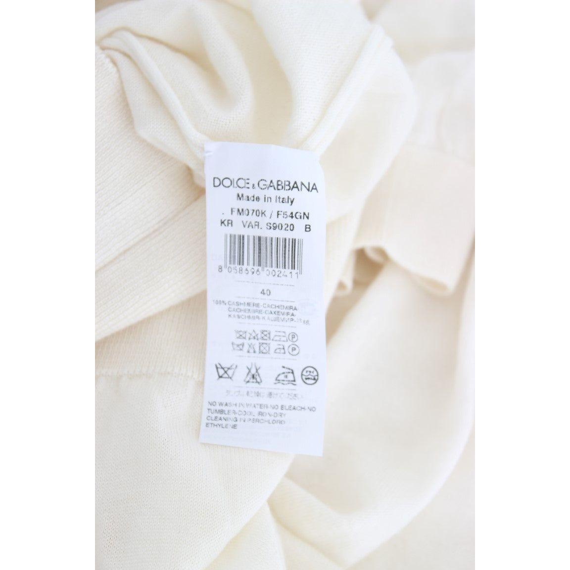 Dolce & Gabbana Elegant White Cashmere Sweater white-100-cashmere-sweater