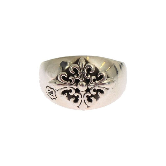 Nialaya Exquisite Silver Statement Ring for Men silver-crest-925-sterling