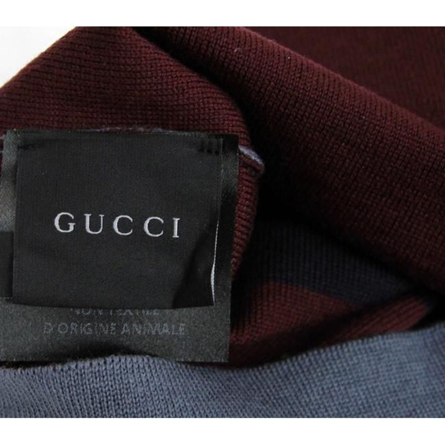 Gucci Unisex Burgundy Blue Wool Beanie Medium Knit Cap unisex-burgundy-blue-wool-beanie-medium-knit-cap