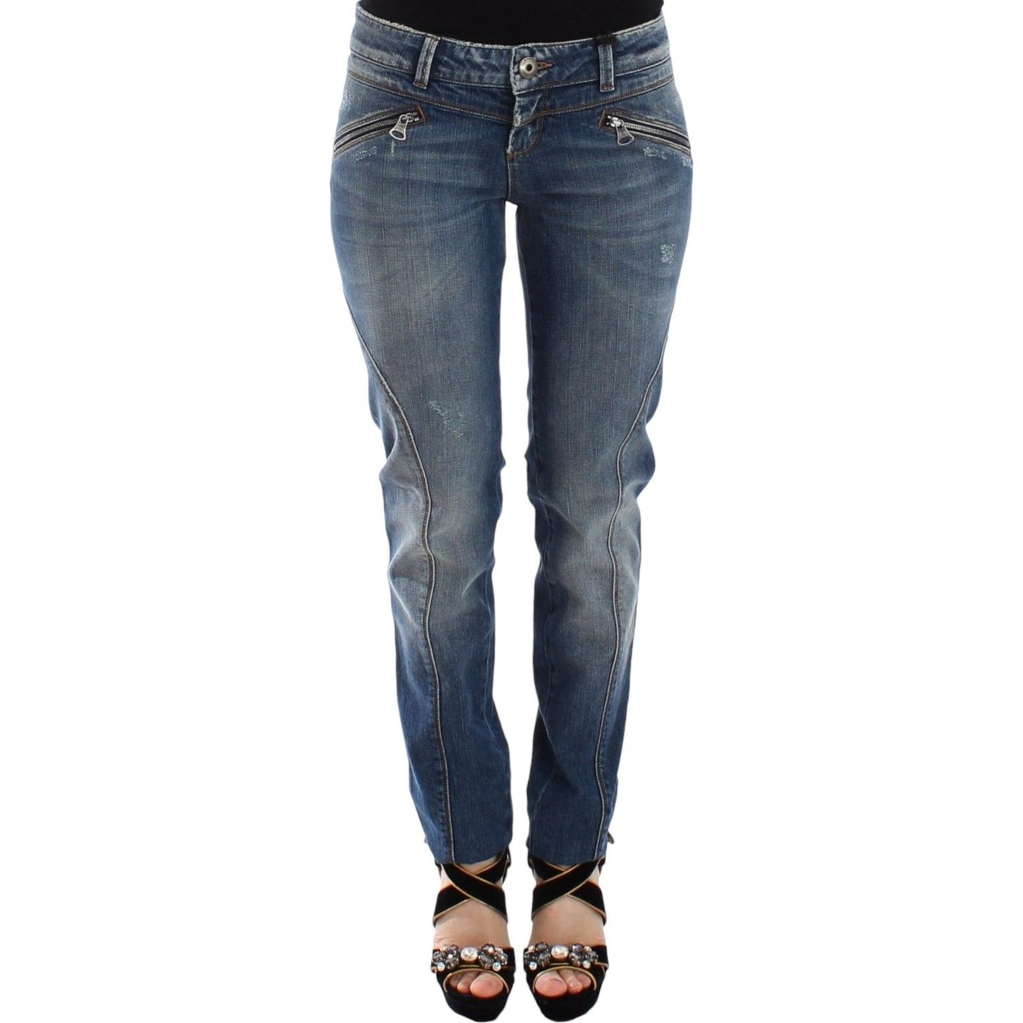 Ermanno Scervino Chic Slim-Fit Blue Denim Jeans blue-slim-jeans-denim-pants-straight-stretch