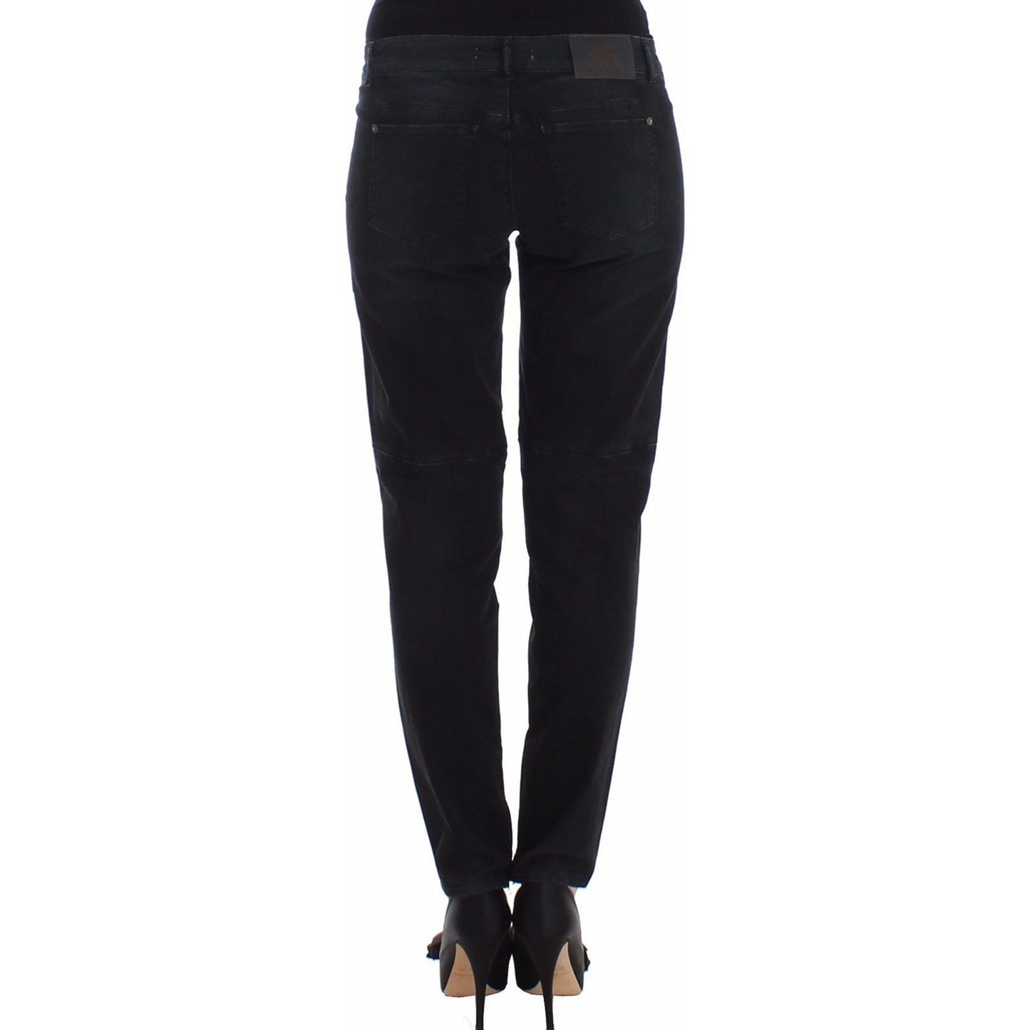 Ermanno Scervino Sleek Black Slim Leg Designer Jeans blue-slim-jeans-denim-pants-skinny-leg-straight