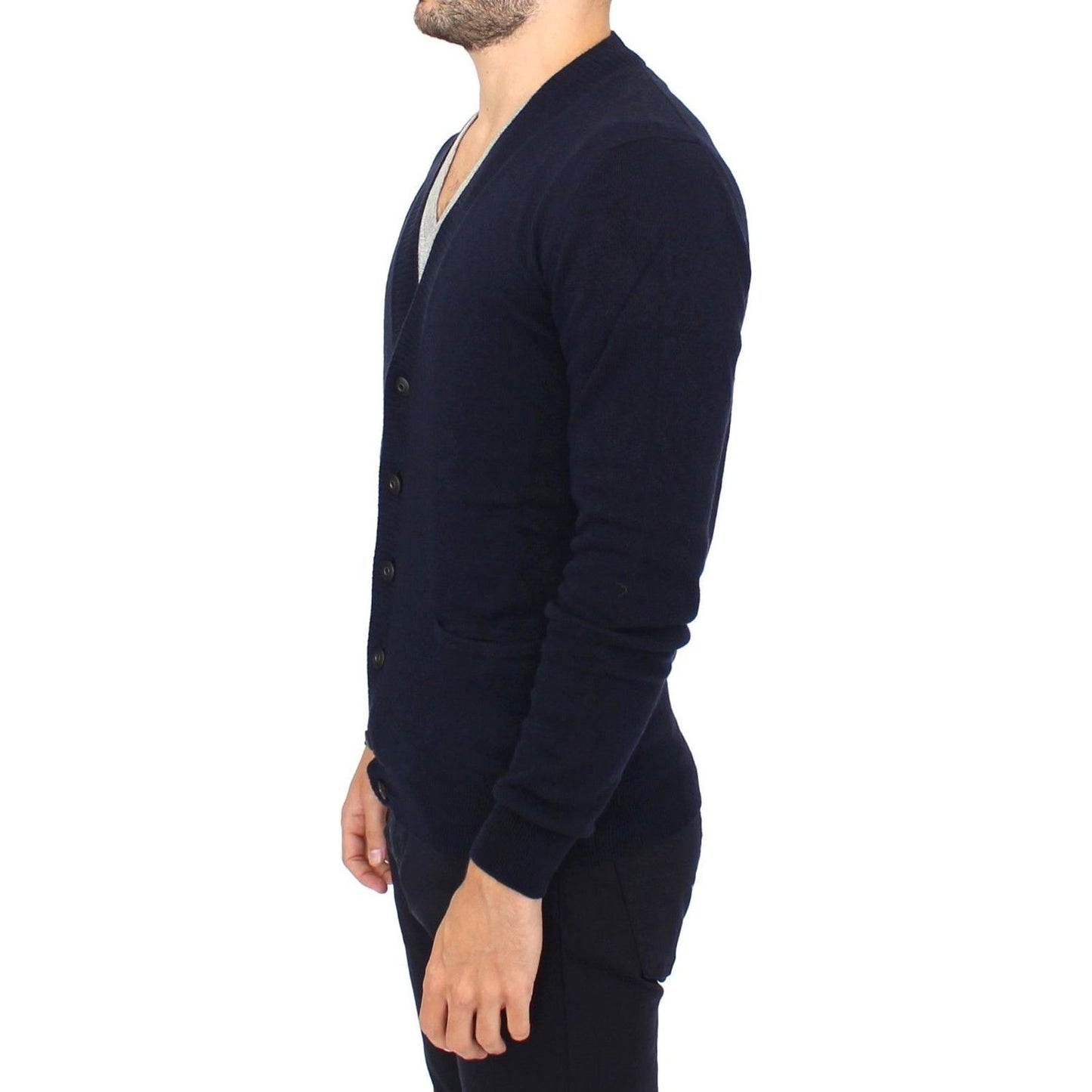 Ermanno Scervino Chic Blue Wool Blend Cardigan Sweater blue-wool-cashmere-cardigan-pullover-sweater