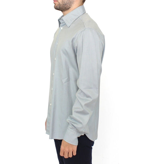 Ermanno Scervino Elegance Unleashed Gray Casual Button-Front Shirt gray-cotton-long-sleeve-casual-shirt-top