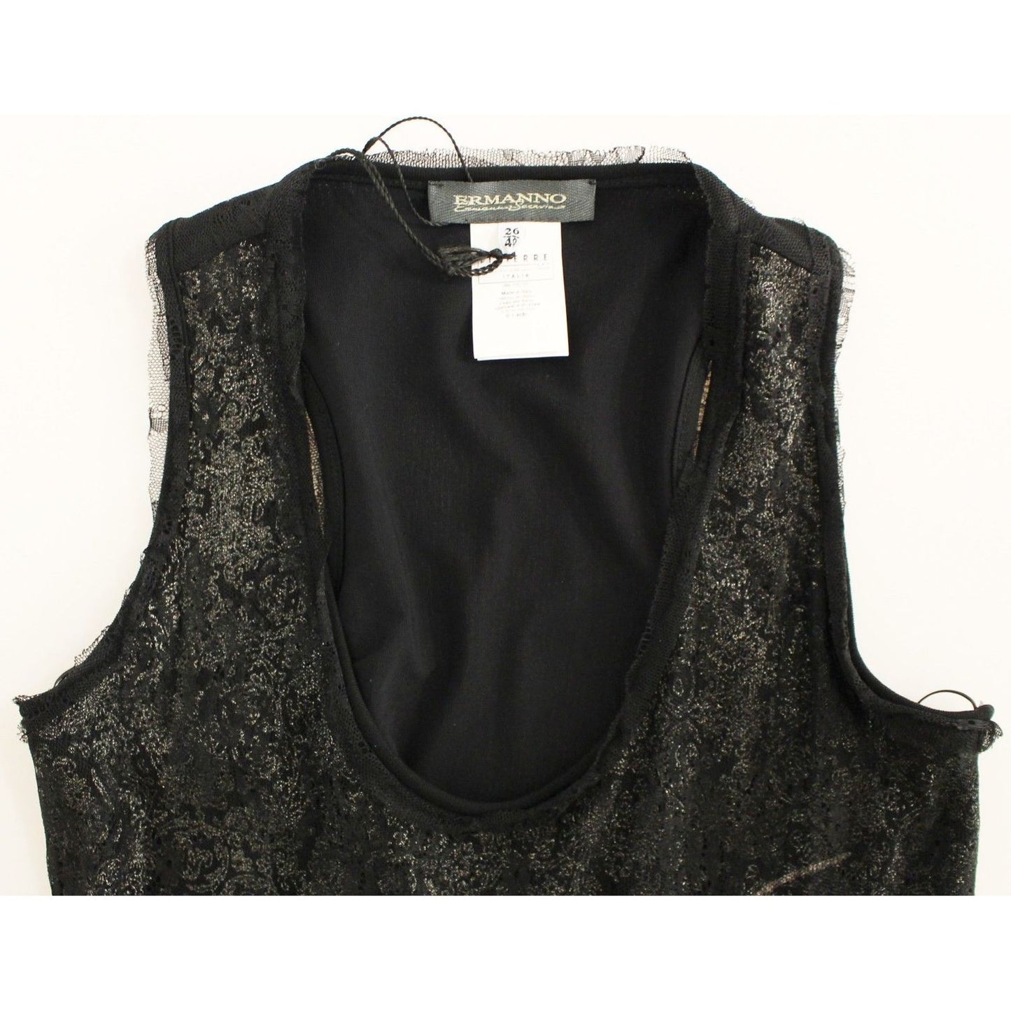 Ermanno Scervino Black Nylon Lace Detail Mini Dress black-lace-lined-stretch-mini-dress 37779-black-lace-lined-stretch-mini-dress-4.jpg