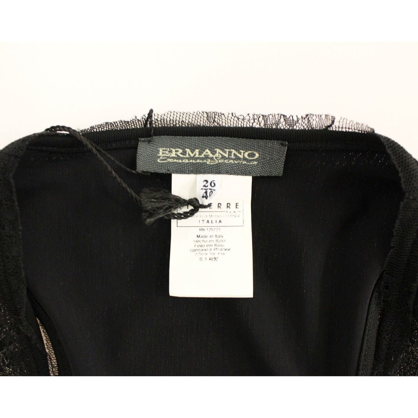 Ermanno Scervino Black Nylon Lace Detail Mini Dress black-lace-lined-stretch-mini-dress 37779-black-lace-lined-stretch-mini-dress-5.jpg