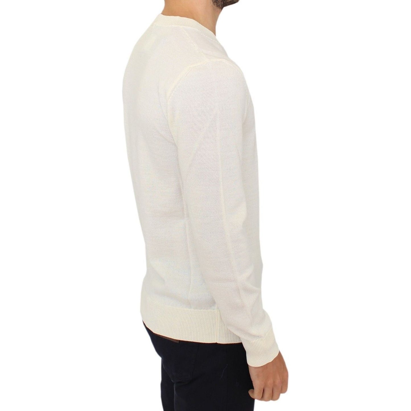 Ermanno Scervino Off-White V-Neck Wool Blend Pullover off-white-wool-blend-v-neck-pullover-sweater