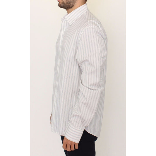 Ermanno Scervino Elegant Striped Cotton Casual Shirt white-black-striped-regular-fit-casual-shirt 37926-white-black-striped-regular-fit-casual-shirt-1.jpg