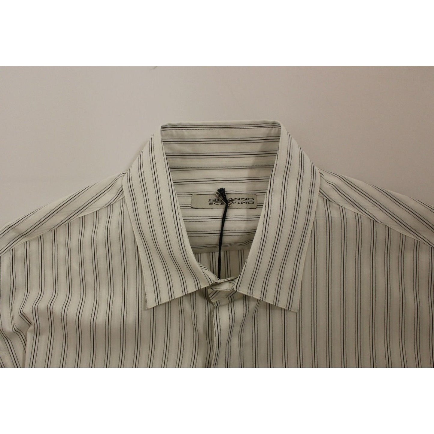 Ermanno Scervino Elegant Striped Cotton Casual Shirt white-black-striped-regular-fit-casual-shirt