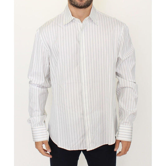 Ermanno Scervino Elegant Striped Cotton Casual Shirt white-black-striped-regular-fit-casual-shirt 37926-white-black-striped-regular-fit-casual-shirt.jpg