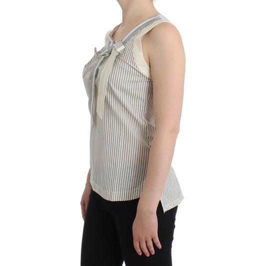 Ermanno Scervino Chic Striped Cotton-Silk Bow Top beachwear-striped-top-blouse-shirt-bow-tank