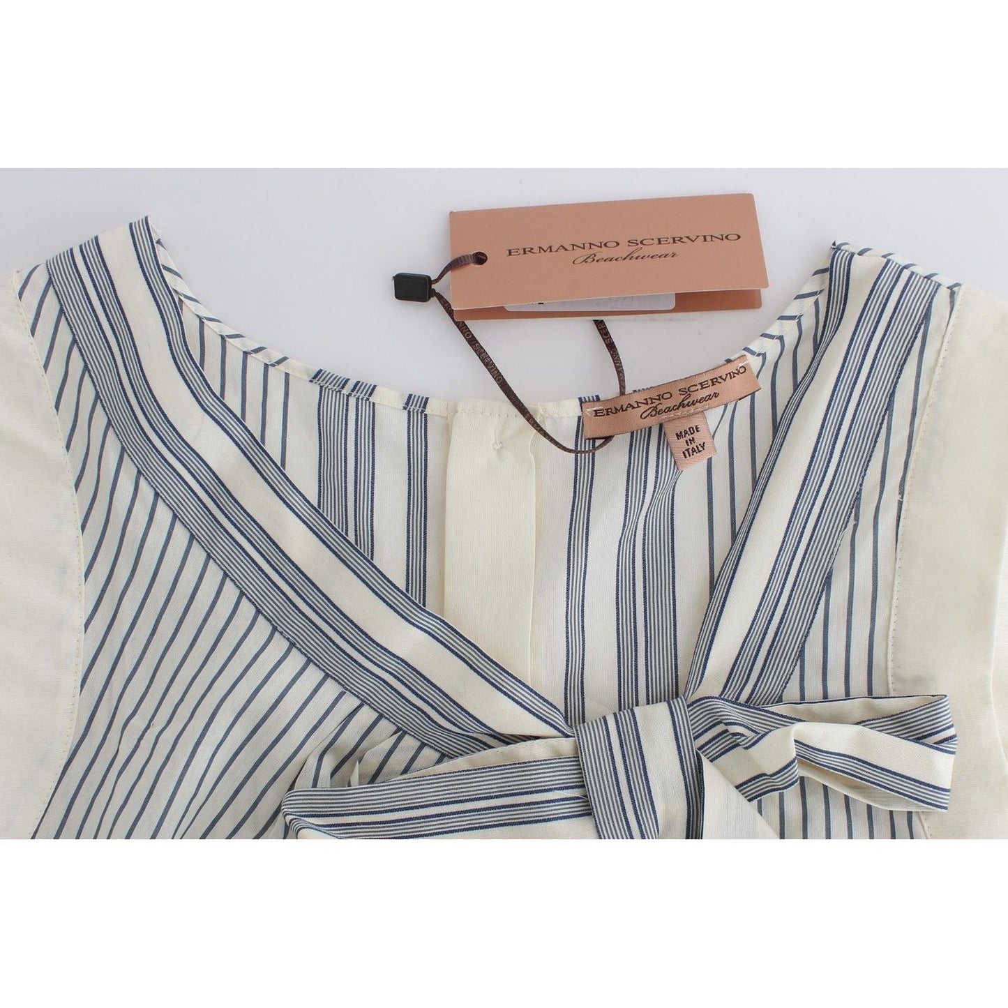 Ermanno Scervino Chic Striped Cotton-Silk Bow Top beachwear-striped-top-blouse-shirt-bow-tank 38147-beachwear-striped-top-blouse-shirt-bow-tank-5.jpg