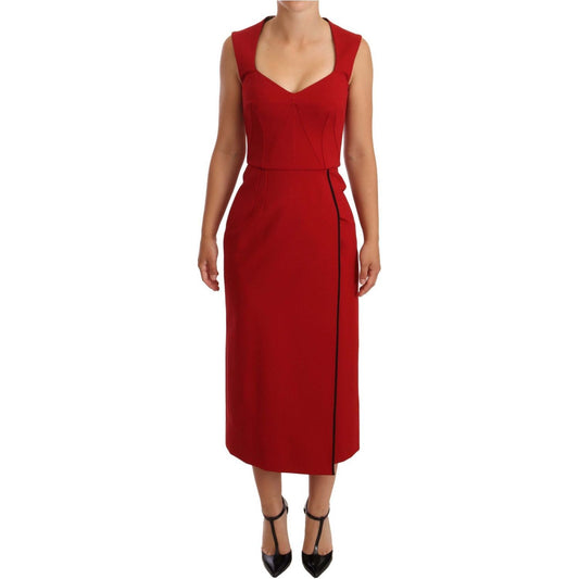 Dolce & GabbanaElegant Sweetheart Midi Dress in RedMcRichard Designer Brands£1009.00