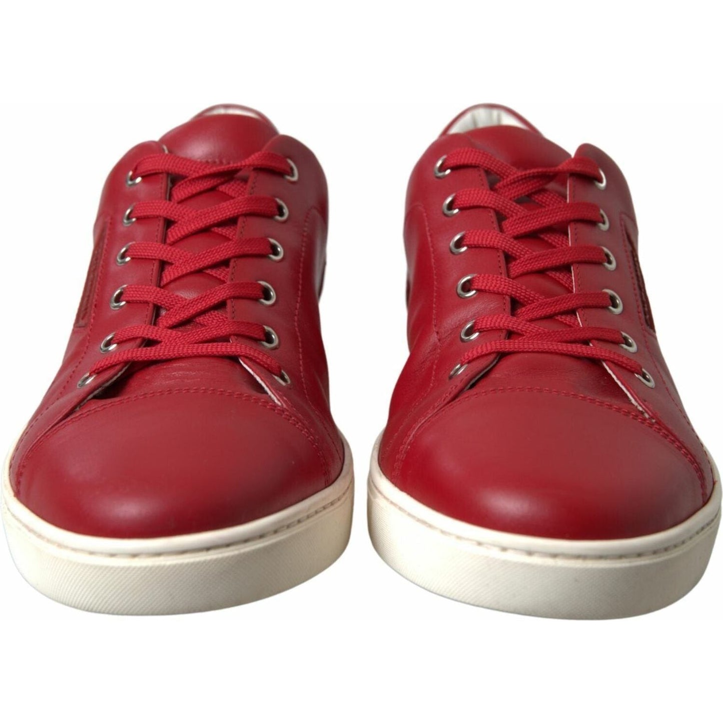 Dolce & Gabbana Elegant Red Leather Low Top Sneakers shoes-red-portofino-leather-low-top-mens-sneakers