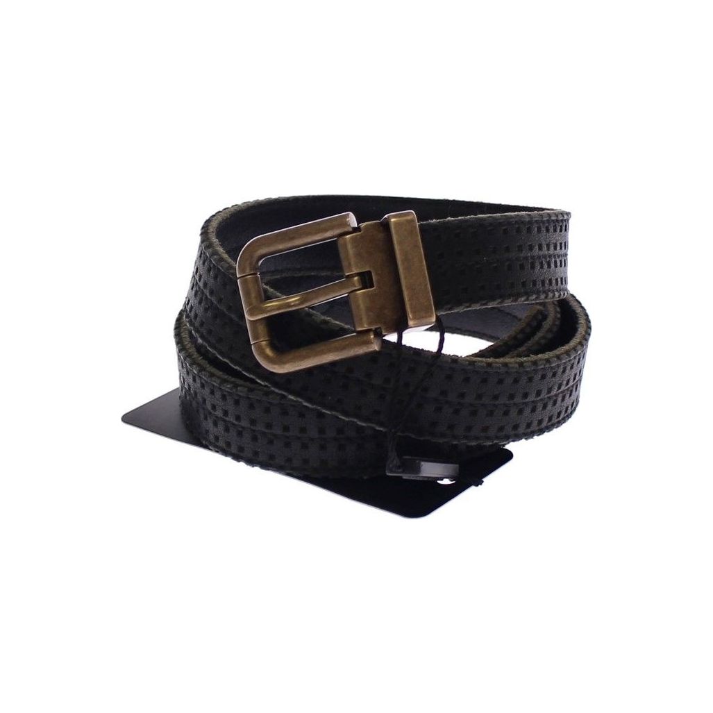 Dolce & Gabbana Elegant Blue Leather-Cotton Blend Men's Belt Belt blue-leather-logo-belt