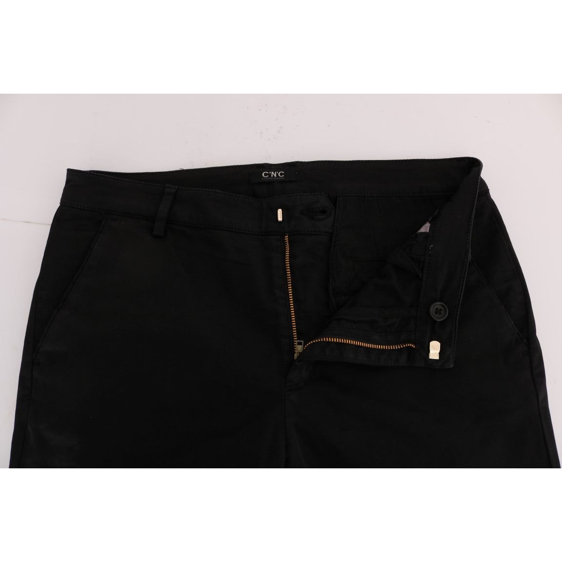 Costume National Chic Black Slim Fit Cotton Stretch Pants Jeans & Pants black-slim-fit-cotton-stretch-pants