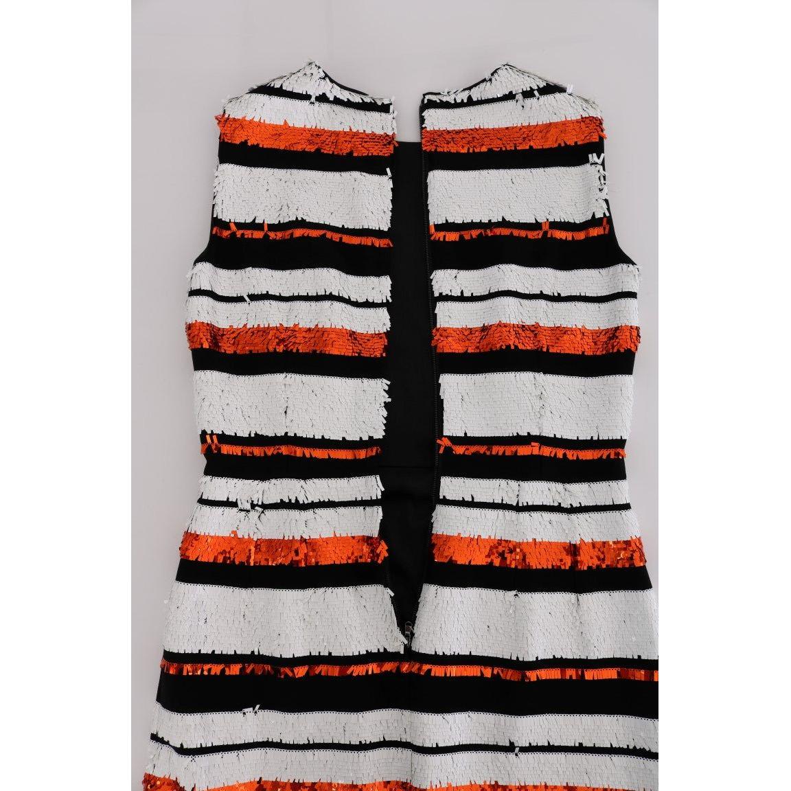Dolce & Gabbana Sleeveless Striped Sheath Dress multicolored-striped-sequined-stretch-dress