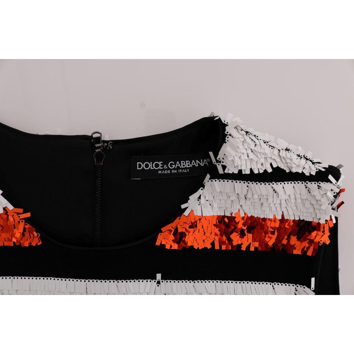 Dolce & Gabbana Sleeveless Striped Sheath Dress multicolored-striped-sequined-stretch-dress