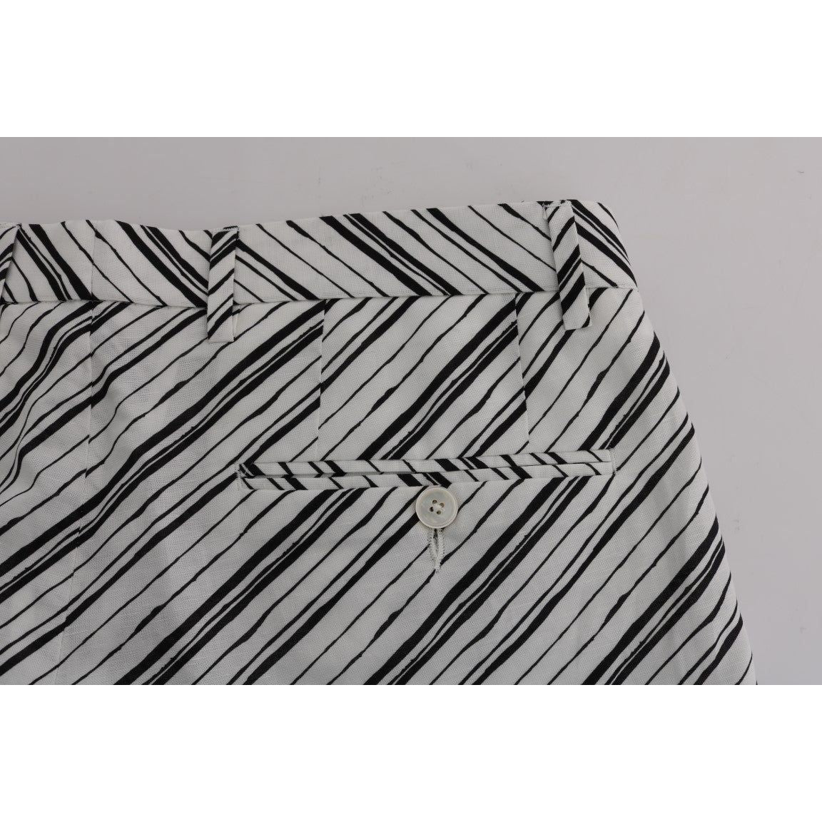 Dolce & Gabbana Elegant Striped Cotton-Linen Shorts white-black-striped-casual-shorts-1