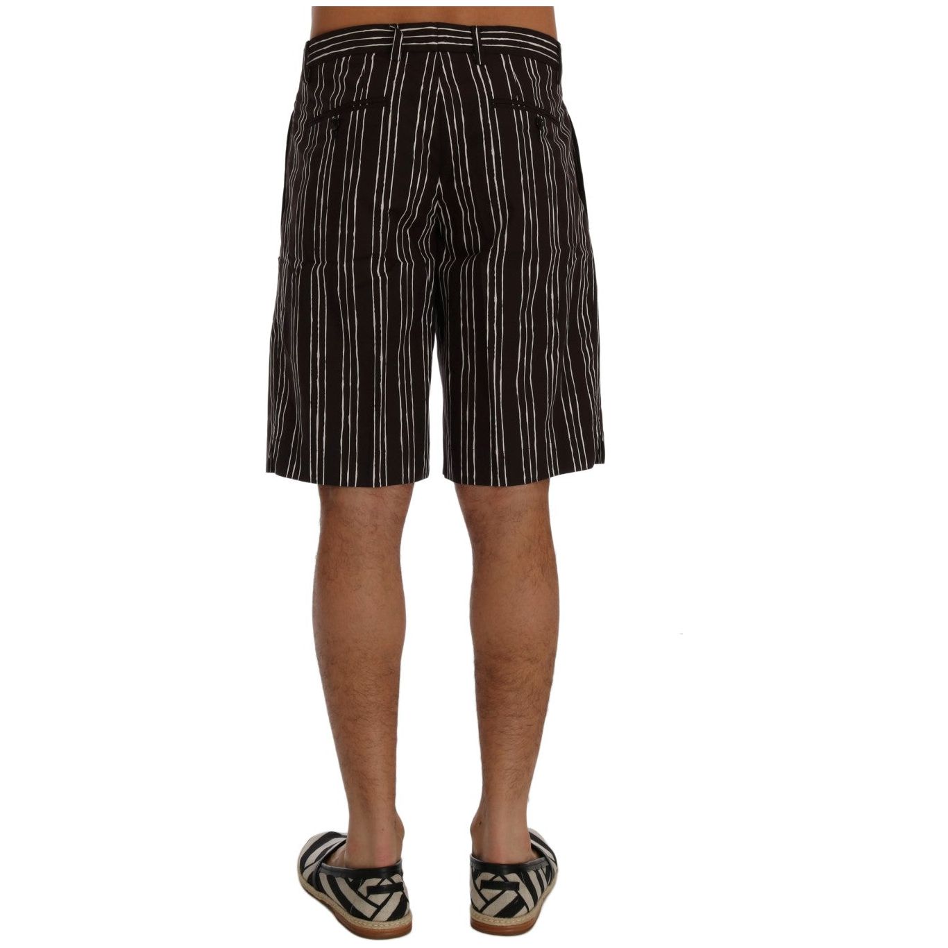 Dolce & Gabbana Bordeaux Striped Cotton Knee High Shorts bordeaux-white-striped-hemp-casual-shorts