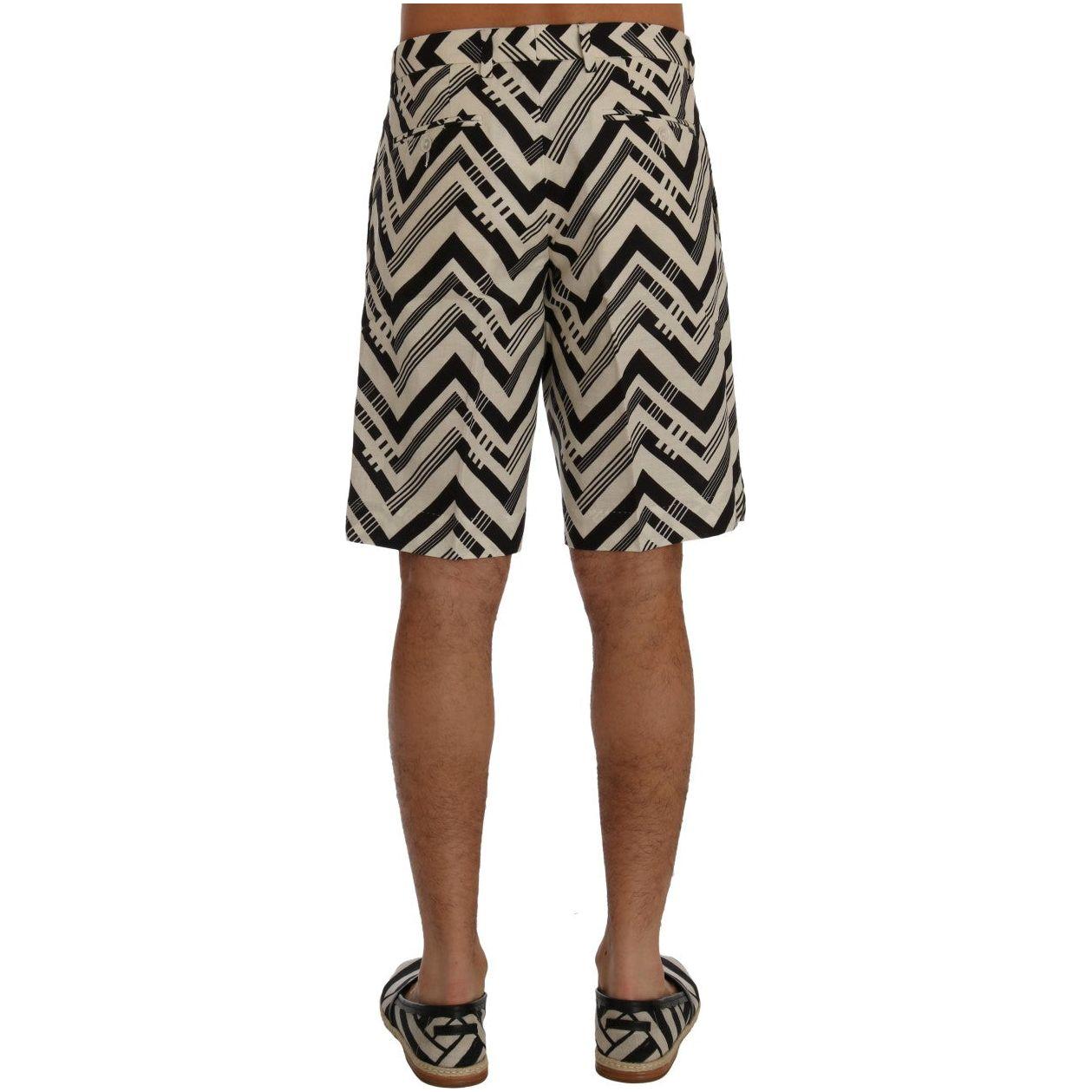 Dolce & Gabbana Striped Casual Knee-High Shorts white-black-striped-cotton-linen-shorts