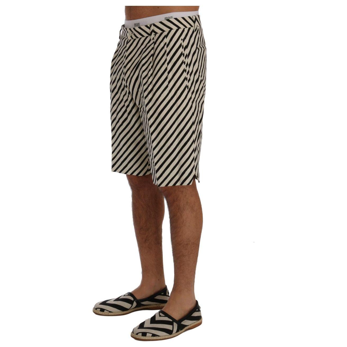 Dolce & Gabbana Striped Hemp Casual Shorts white-black-striped-hemp-casual-shorts 443695-white-black-striped-hemp-casual-shorts-1.jpg