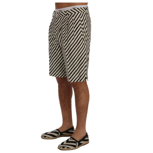 Dolce & Gabbana Striped Hemp Casual Shorts white-black-striped-hemp-casual-shorts
