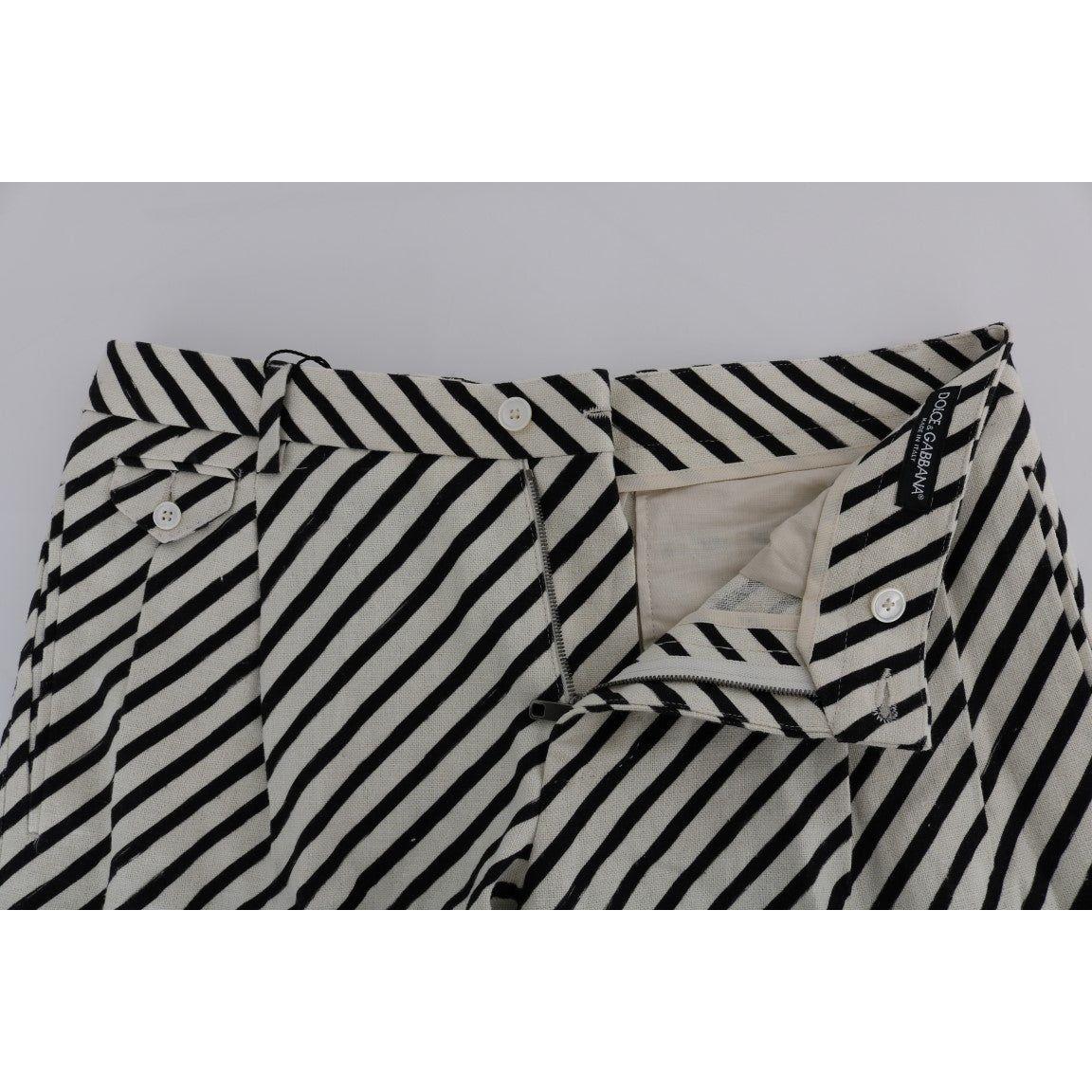 Dolce & Gabbana Striped Hemp Casual Shorts white-black-striped-hemp-casual-shorts 443695-white-black-striped-hemp-casual-shorts-3.jpg
