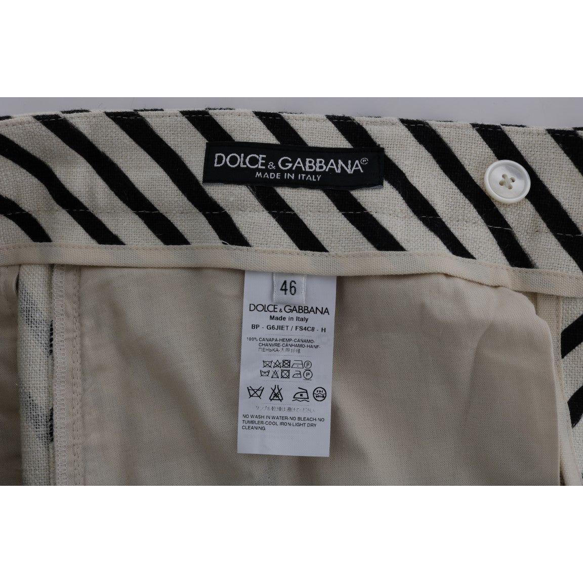 Dolce & Gabbana Striped Hemp Casual Shorts white-black-striped-hemp-casual-shorts 443695-white-black-striped-hemp-casual-shorts-5.jpg