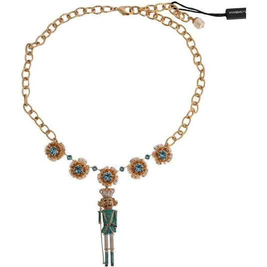 Dolce & Gabbana Elegant Gold Crystal Statement Necklace Necklace gold-brass-handpainted-crystal-floral-necklace
