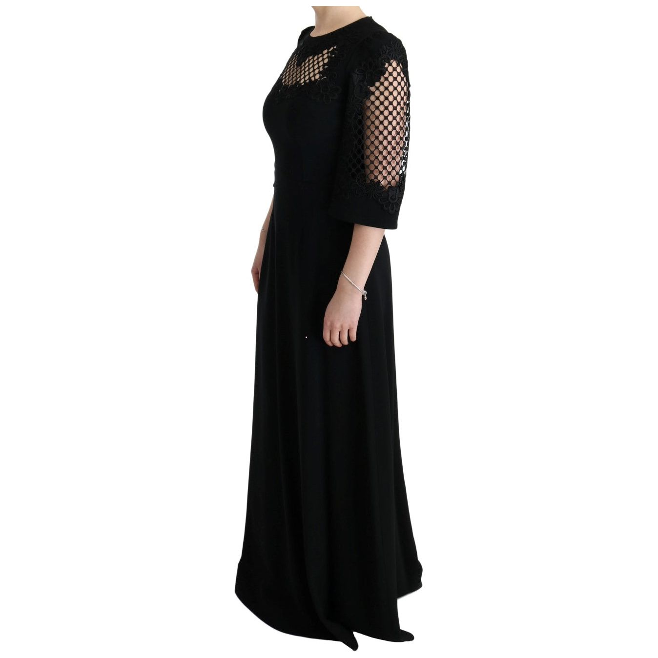 Dolce & Gabbana Elegant Black Floral Maxi Dress black-stretch-shift-long-maxi-dress 445369-black-stretch-shift-long-maxi-dress-1.jpg