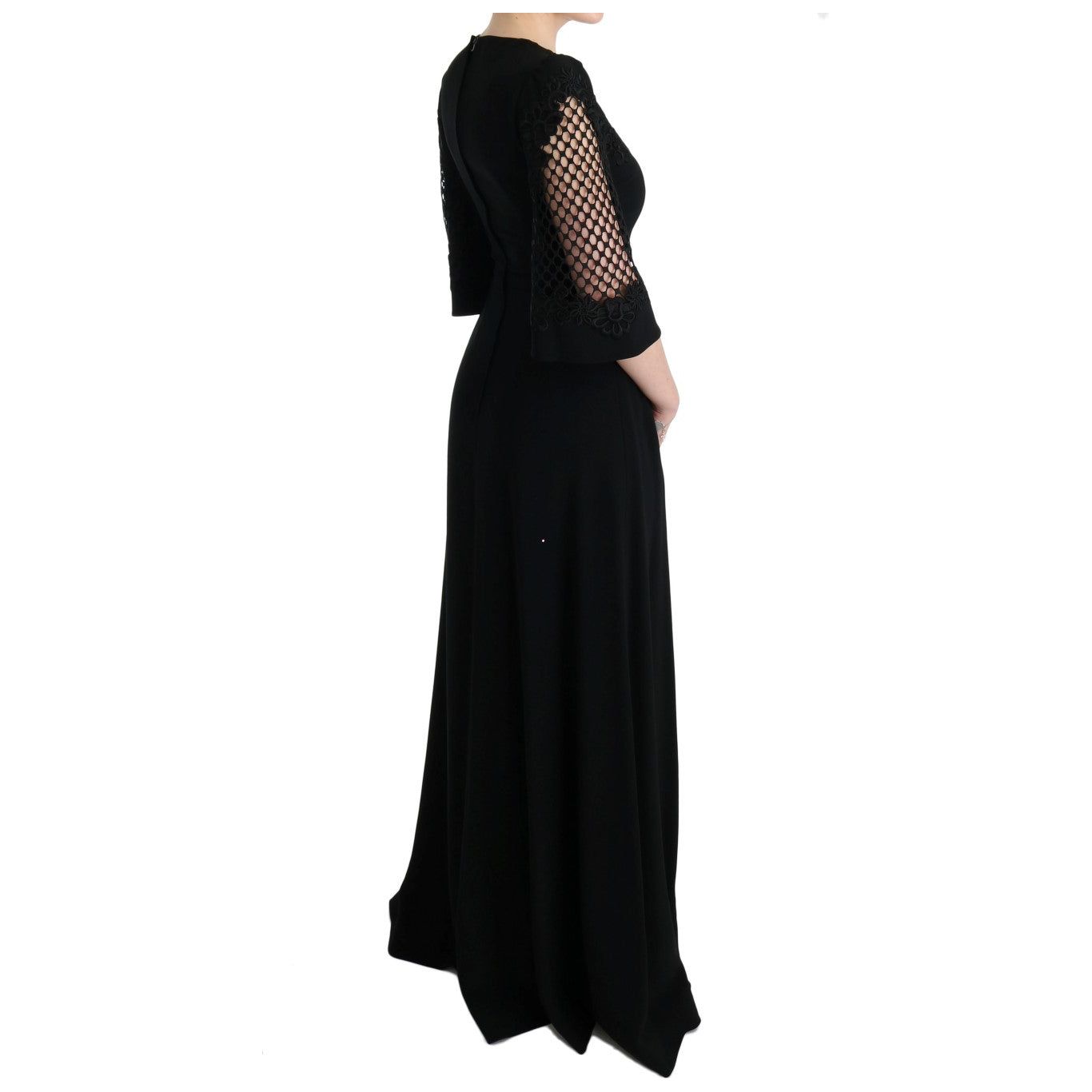 Dolce & Gabbana Elegant Black Floral Maxi Dress black-stretch-shift-long-maxi-dress 445369-black-stretch-shift-long-maxi-dress-3.jpg