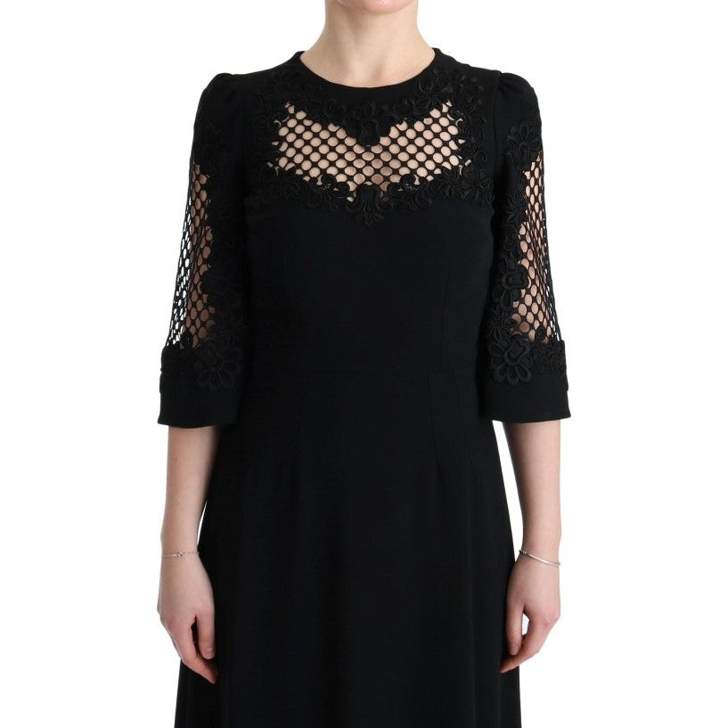 Dolce & Gabbana Elegant Black Floral Maxi Dress black-stretch-shift-long-maxi-dress 445369-black-stretch-shift-long-maxi-dress-4.jpg