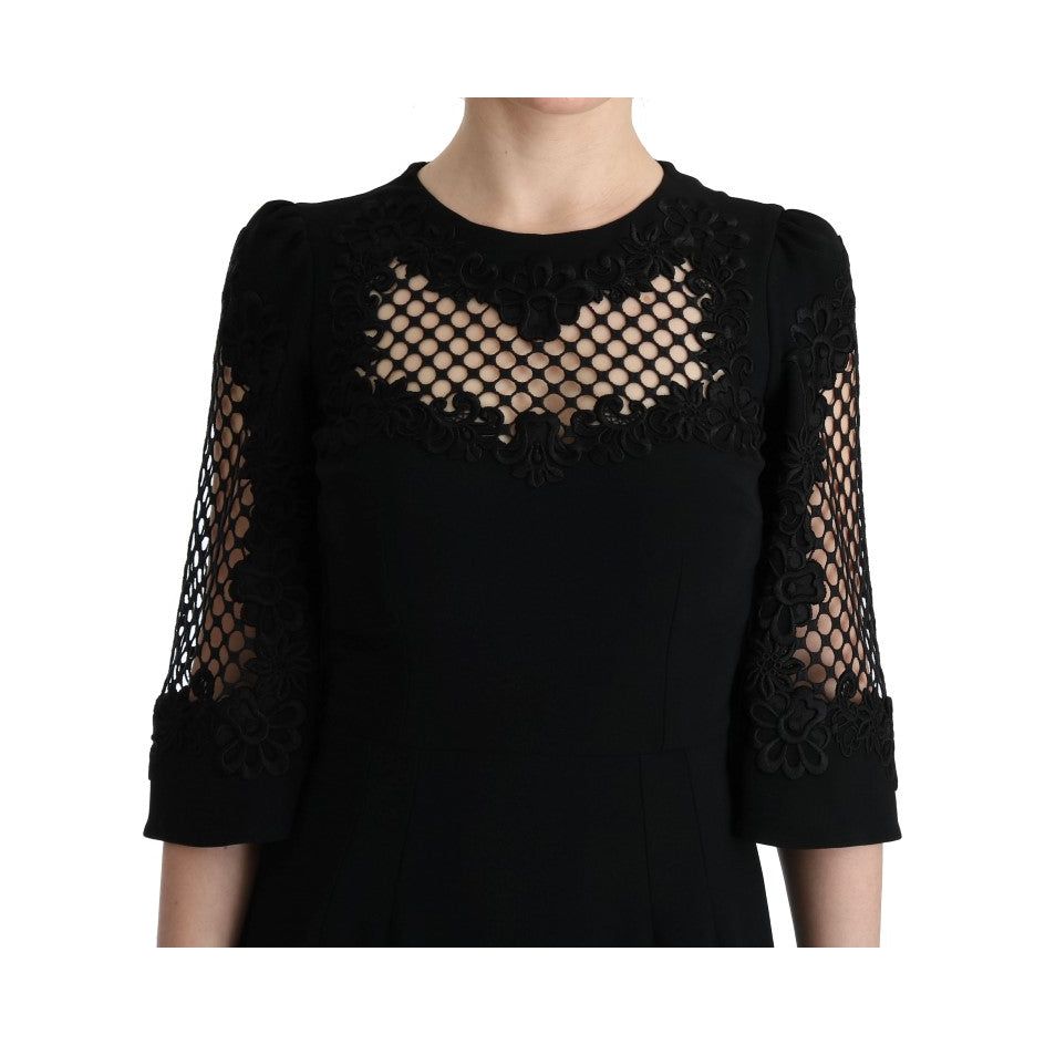 Dolce & Gabbana Elegant Black Floral Maxi Dress black-stretch-shift-long-maxi-dress 445369-black-stretch-shift-long-maxi-dress-5.jpg