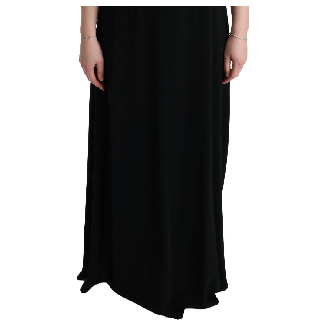 Dolce & Gabbana Elegant Black Floral Maxi Dress black-stretch-shift-long-maxi-dress 445369-black-stretch-shift-long-maxi-dress-6.jpg