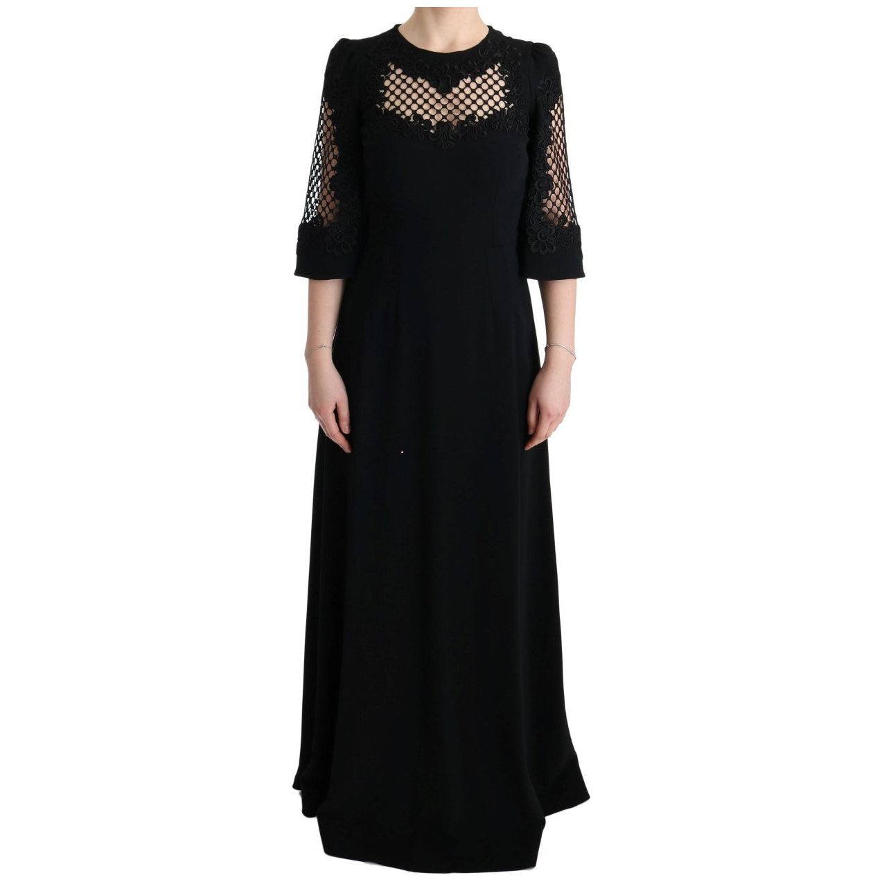 Dolce & Gabbana Elegant Black Floral Maxi Dress black-stretch-shift-long-maxi-dress 445369-black-stretch-shift-long-maxi-dress.jpg