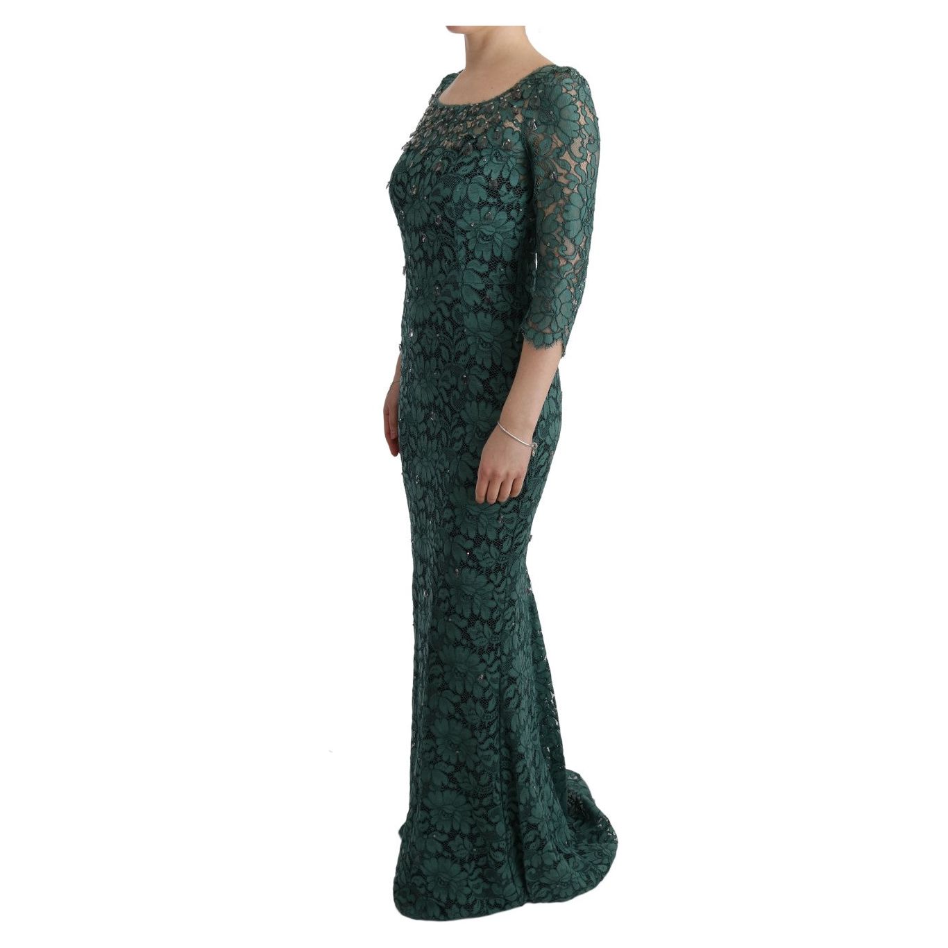 Dolce & Gabbana Elegant Green Crystal Embellished Sheath Dress green-floral-crystal-ricamo-sheath-dress 445509-green-floral-crystal-ricamo-sheath-dress-1.jpg