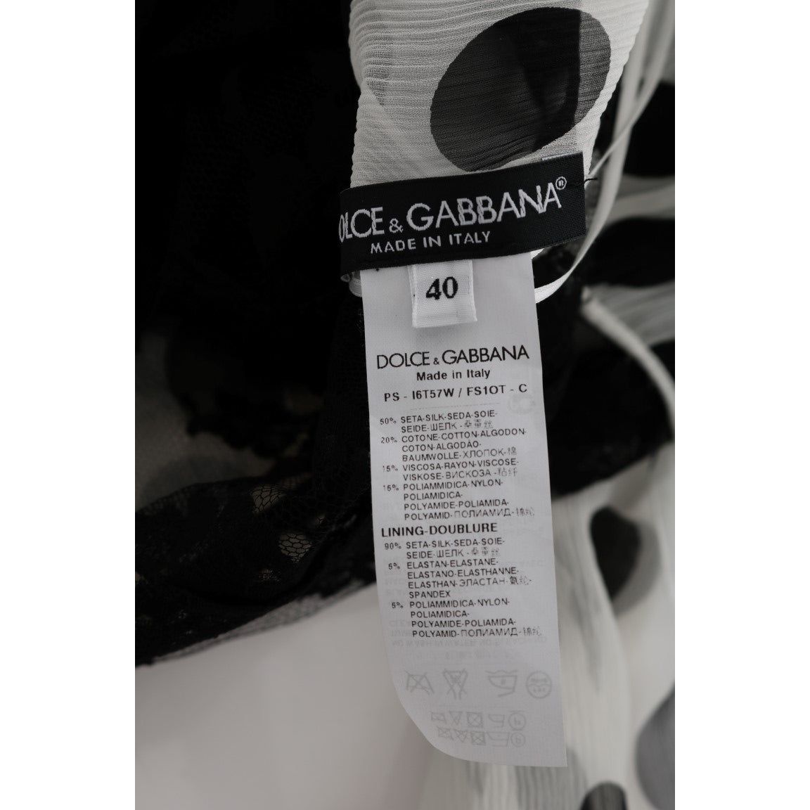 Dolce & Gabbana Elegant Polka Dotted Full Length Gown black-white-polka-dotted-floral-dress 445584-black-white-polka-dotted-floral-dress-7.jpg