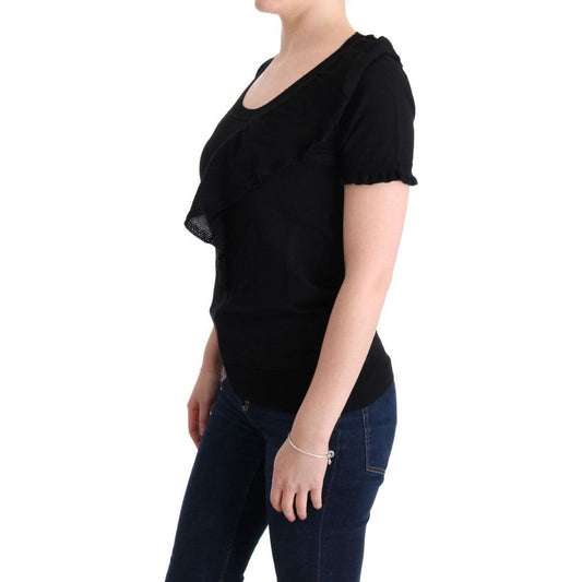 MARGHI LO' Elegant Black Lana Wool Top black-100-lana-wool-top-blouse-t-shirt