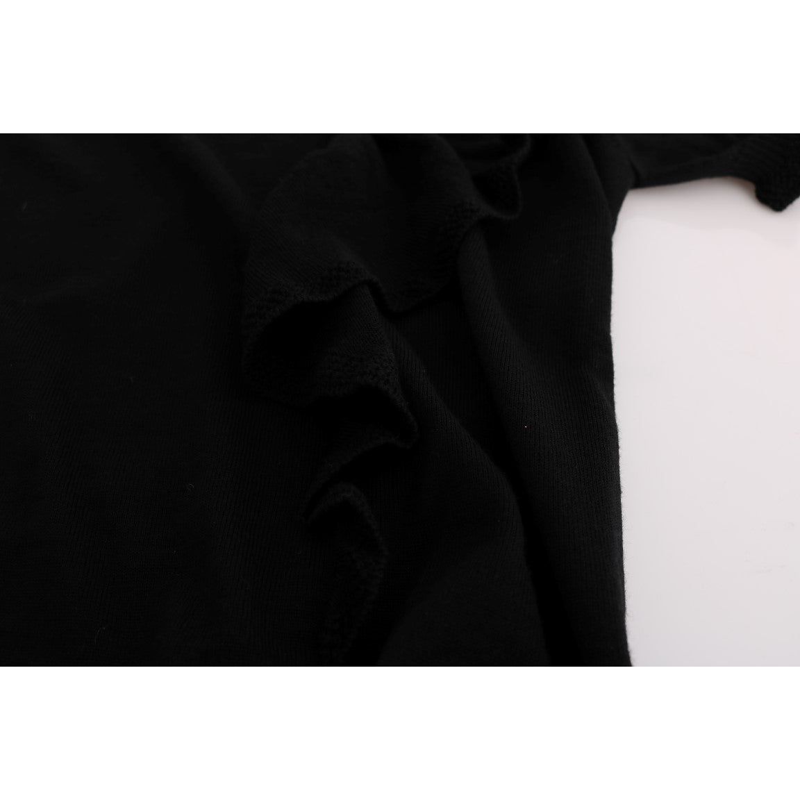 MARGHI LO' Elegant Black Lana Wool Top black-100-lana-wool-top-blouse-t-shirt