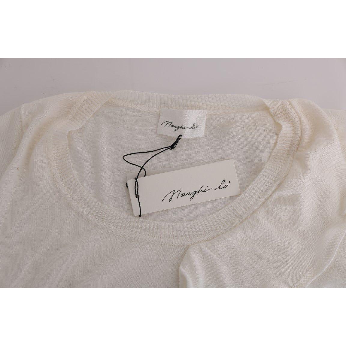 MARGHI LO' Elegant White Lana Wool Top white-100-lana-wool-top-blouse-t-shirt